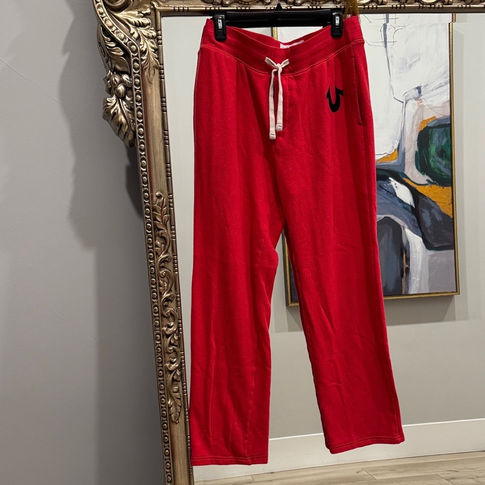 True Religion Men's Vibrant Red Joggers